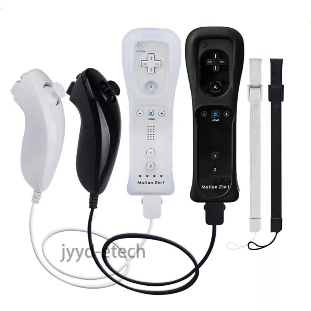 2 Pack 2in1 Motion Plus Remote and Nunchuck Controllers for Wii & Wii U Wiimote