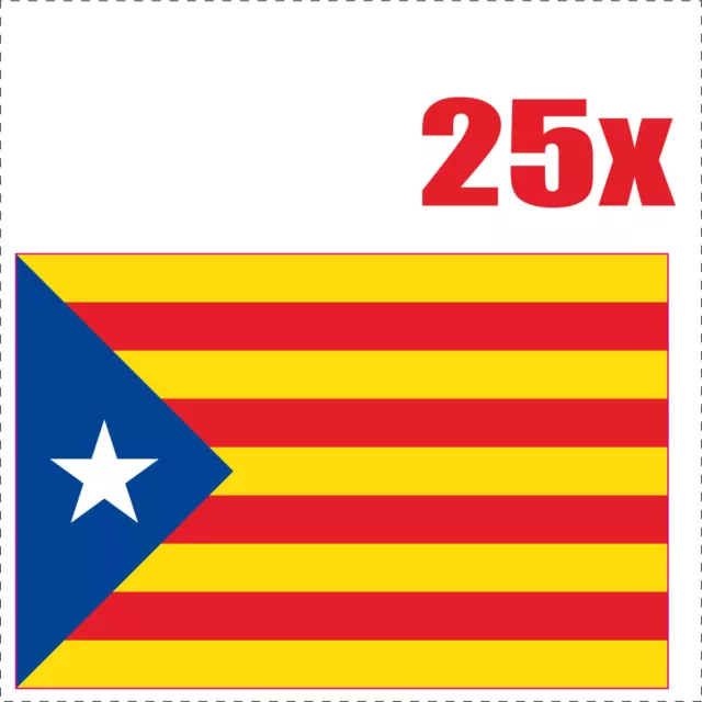 Catalogne drapeau 25 stickers autocollants en vinyl et mélange de tailles