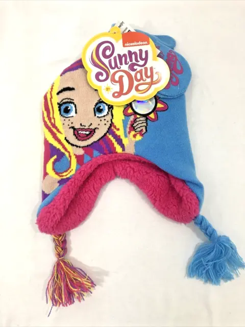 Nickelodeon SunnyDay Set Hat/Gloves 2 Piece Set 2-4T Knitted Cuff Girls Beanie