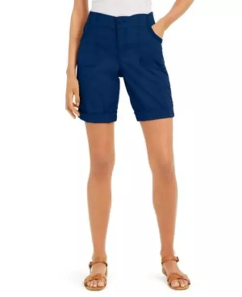 MSRP $30 Style & Co Roll-Tab Bermuda Shorts Navy Size 4