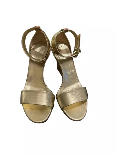 Gucci Gold Wedge Sandals Sz 36