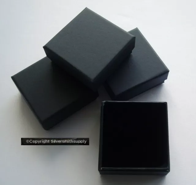 4 Jewelry gift boxes Matte Black 3 in 75mm cardboard presentation boxes JD052