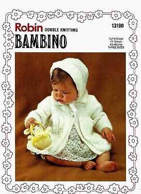 Robin DK Bambino Knitting Pattern, BABY BOYS, bambina OUTFIT-coat, Casco, BONNE