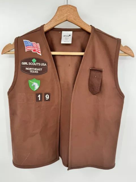 Girl Scouts Brownie Uniform Vest Patches Size Medium (10-12)