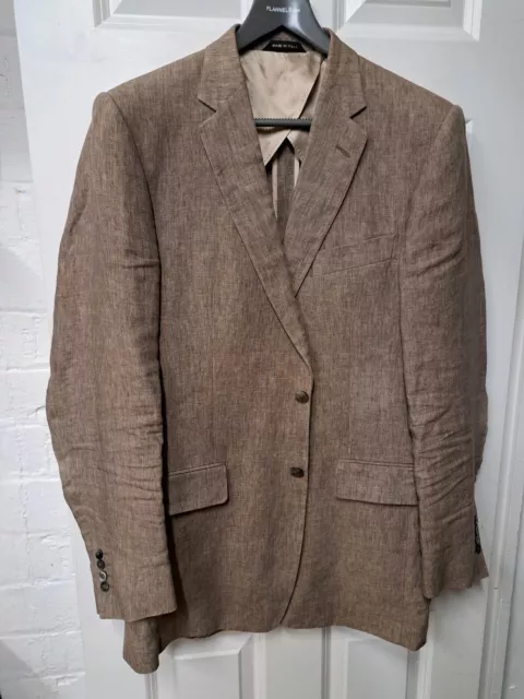 Chester Barrie Linen Jacket Blazer UK 40 Long Brown Savile Row London