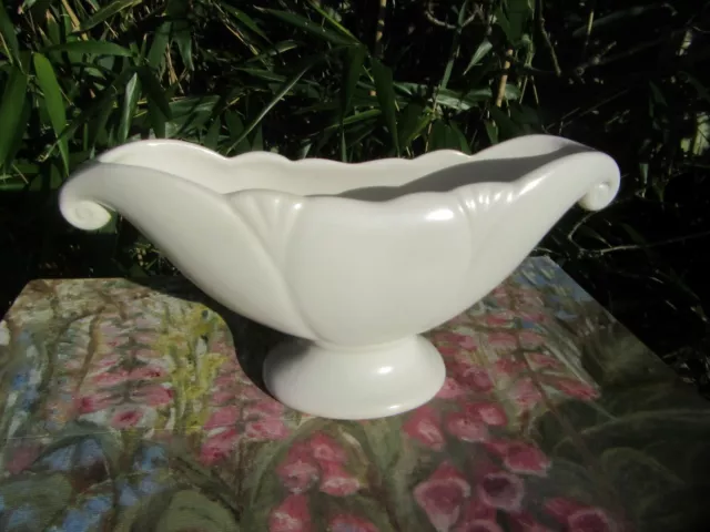 Vintage 1950s Mantle Vase White Art Deco Upton Planter Jardiniere Arthur Wood