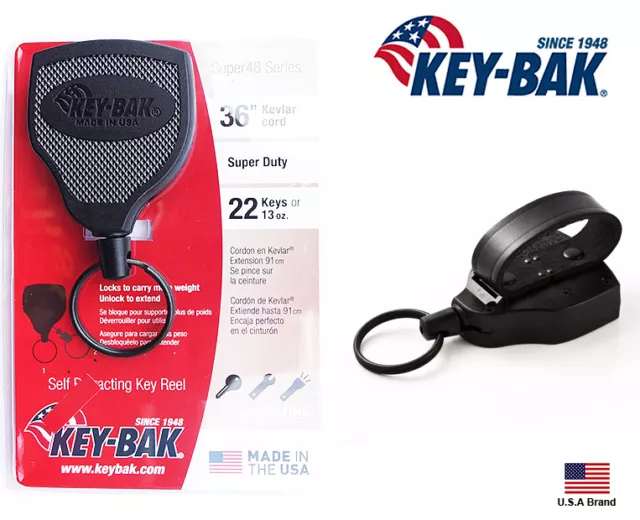 KEY-BAK 0488-603 SECURIT XD Retractable Key Holder, 28 Kevlar