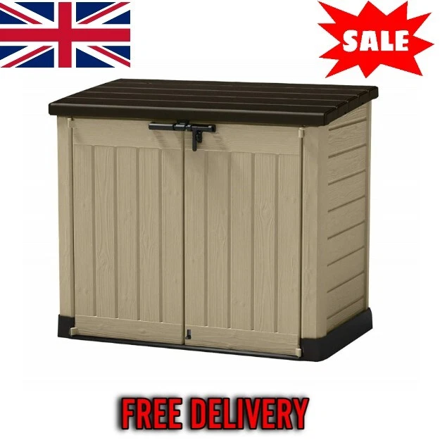 KETER STORE IT Out Max Garden Storage Box Plastic Outdoor Wheelie Bin ...