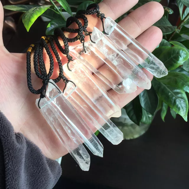 Natural Clear Quartz Crystal Pendulum Pendant Necklace Chakra Gemstone Healing