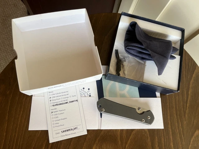 Chris Reeve Knives Large Sebenza 31 Plain Drop Point S45VN Double Silver Lugs