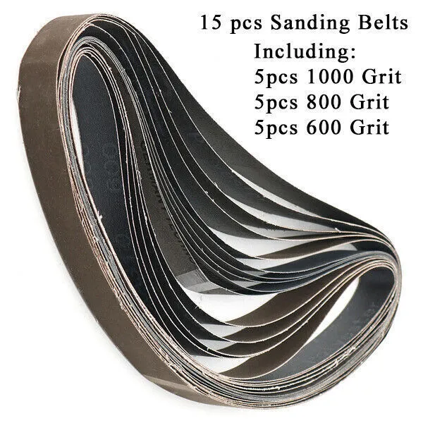 1"x30" 15PCS Sanding Sander Belts 600 800 1000 High Grit Polishing Aluminum Oxid