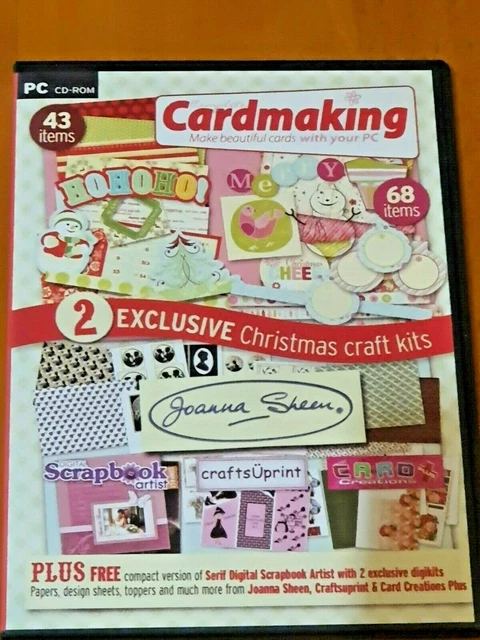 CD de fabricación de tarjetas de Navidad Joanna Sheen; papeles, marcos, tapas, etiquetas