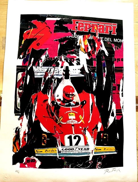 Mimmo Rotella -  Seri - Decollage  Ferrari