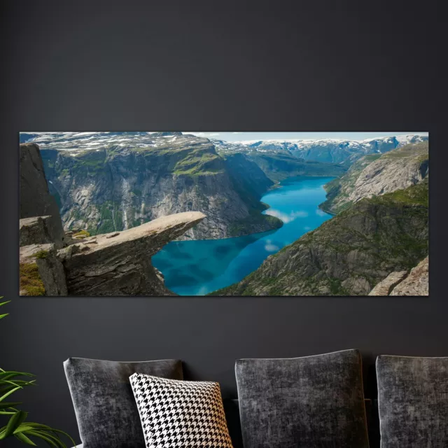 Glasbilder Echtglas Wandbilder Foto-Bild 125x50 Landschaft Felsen Berge