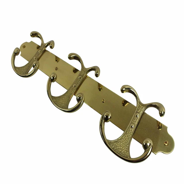 Brass Coat Hook 3 double Hook Plate | Renovator's Supply 3