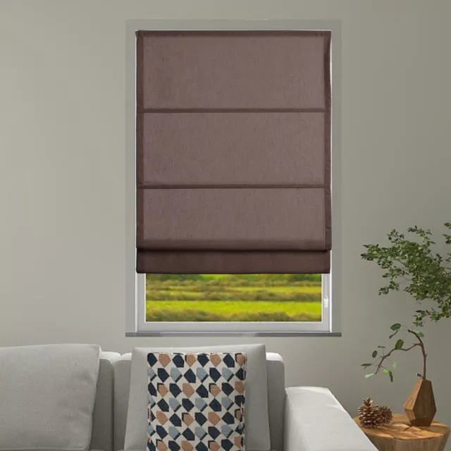 Corded Size Custom Polyester linen material Roman Shades Roller Blinds Window