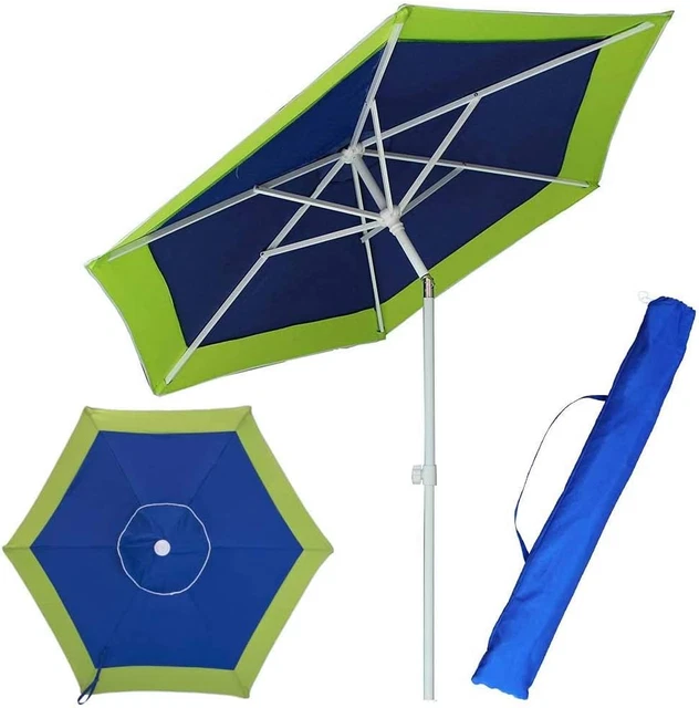 2 Picchetti A Punta Per Ombrellone Da Spiaggia O Giardino. Ancoraggio A Terra In Plastica Blu, Misura Media (42cm).