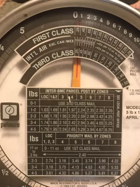 Vintage 1988 Pelouze 5 Lb Postal Scale Model Y 5  Metal Analog Scale Working