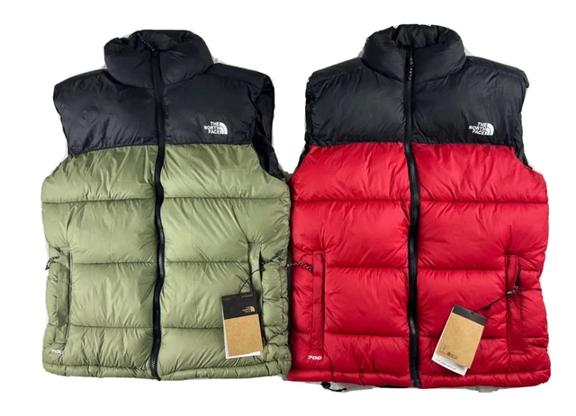 The North Face Men's Retro Nuptse 100% Nylon Vest Red Khaki S M L XL 2XL