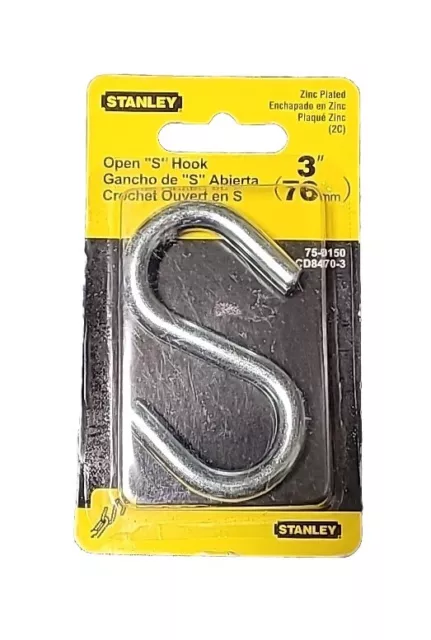 Stanley open S hook 3” 75-9150 Zinc Plated