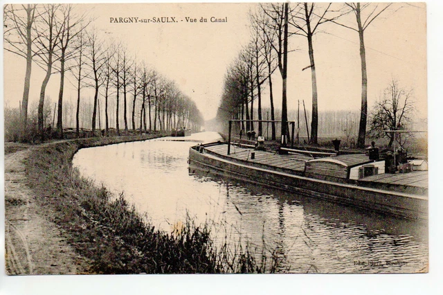 PARGNY SUR SAULX - Marne - CPA 51 - Vue du Canal - Beau plan de péniche