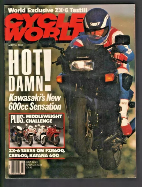 1990 March Cycle World - Vintage Motorcycle Magazine - Kawasaki ZX-6