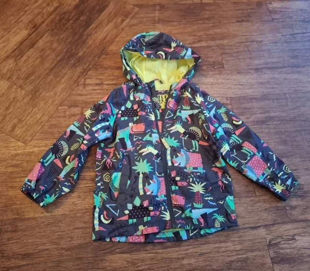 Boys waterproof coat age 3 - 4 years hooded rain jacket TU folds into pocket
