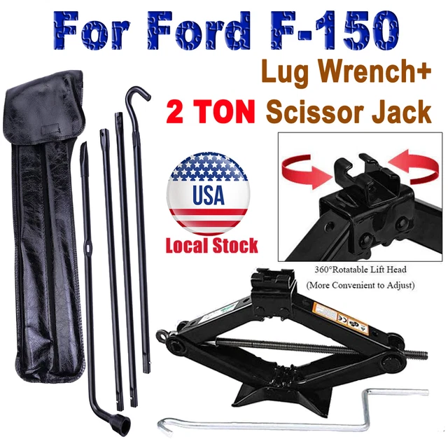 SCISSOR JACK & Spare Tire Tool Set Lug Wrench Extension For Ford F150
