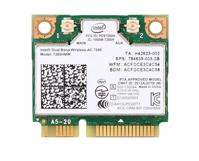 AU Dual Band Wireless Intel 7260HMW WiFi Card 2.4G/5Ghz 802.11AC MINI PCI-E 2x2 2