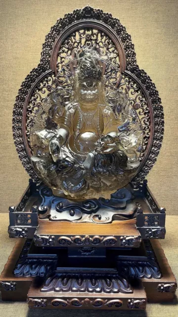 Chinese Exquisite Handmade Buddha Carving Natural Crystal Statue