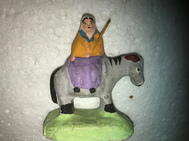 Grand Santon De Provence Ancien - Femme âgée - Terre Cuite 26 Cm - Fait Main
