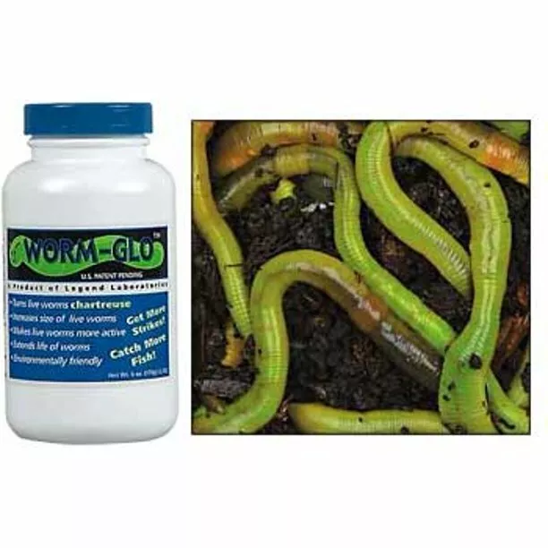 LEGEND LAB WORM GLO TURNS LIVE WORMS CHARTREUSE FISHING 6 oz