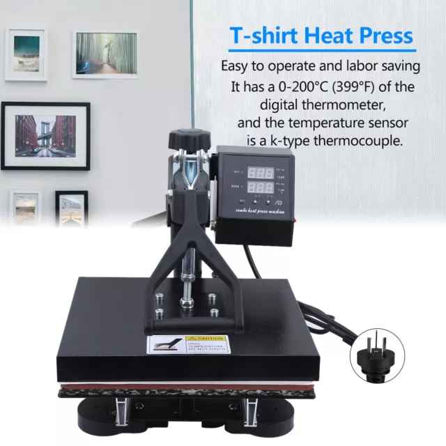 High Pressure Digital Manual T-Shirt Heat Press Machine AU Plug Dual Display 3
