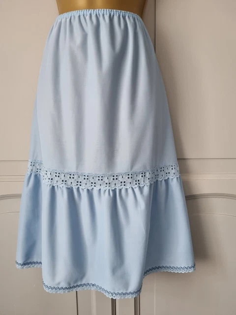 Mezza Slip Donna Vintage Prova Blu Seta Nylon Raso Taglia Media