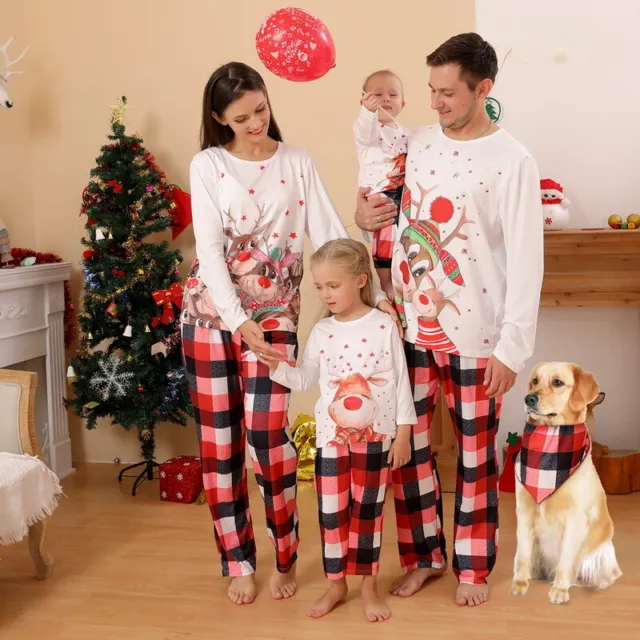 Bellissimo pigiama di Natale abbinato famiglia adulto bambino costume da notte set pigiami di Natale
