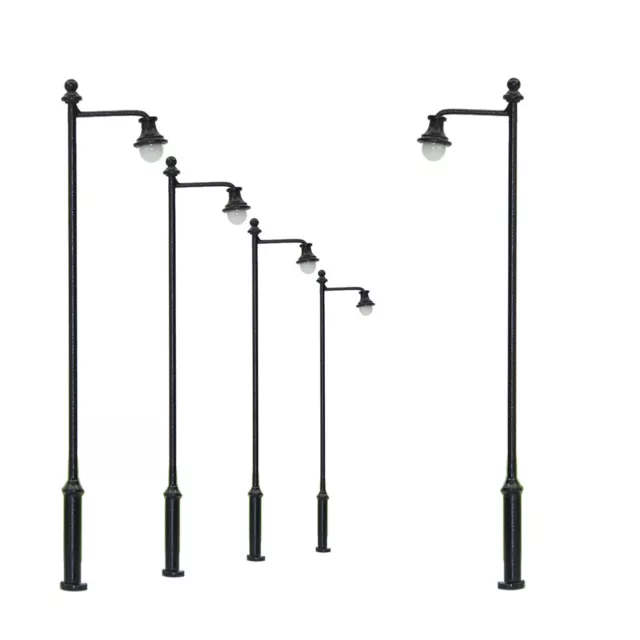 LYM34 5pcs Model Railway 1:87 Lamp Post Street Lights HO OO Scale LEDs 3.54in