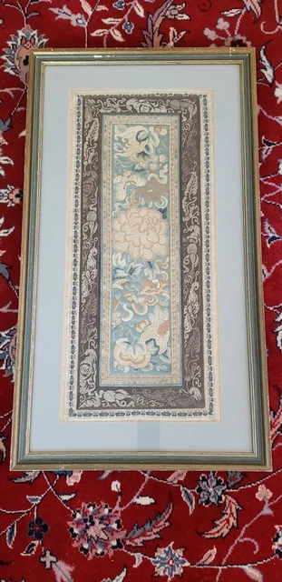 Antique 18th Century Chinese Silk Embroidered Embroidery Sleeve Band Panel