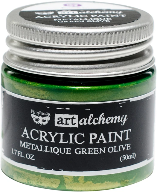 Pintura acrílica de alquimia artística Finnabair 1,7 onzas fluidas - verde oliva metálico - AAA