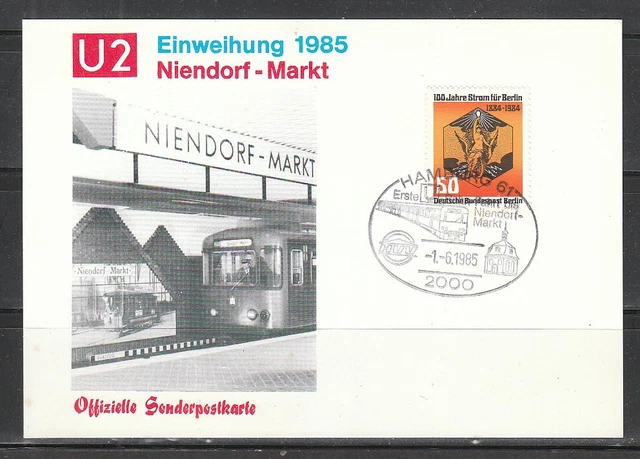 Bus 230) Sonderkarte Hamburg: Einweihung der U2 1985, Niendorf-Markt ! 2 Scans !