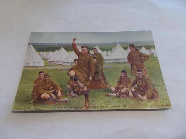 Cpa  Guerre  1914  Militaires Ecossais Kilt Danse Entre Deux Assauts