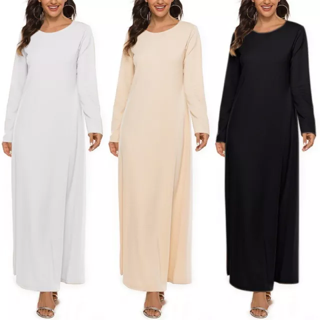 Womens Long Jersey Maxi Dress Plain Abaya Islamic Burkha Kaftan Farasha Jilbab