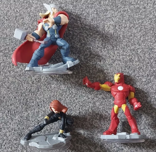 Disney Infinity 2.0 Marvel Figures Thor Iron Man Black Widow Figure Bundle