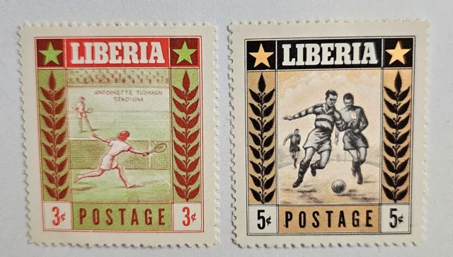 Liberia VINTAGE 1955 Sports, Mint, Two Ea., Stamps, Sc#347 & 348, FAST SHIP