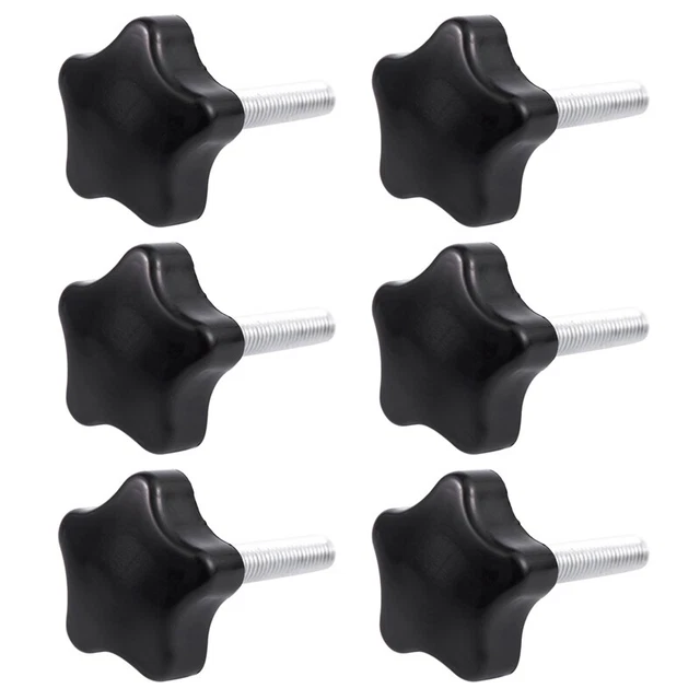 6pcs M8 x 40mm Screws Star Head  Screw Clamp Knob Handle Black A4W8