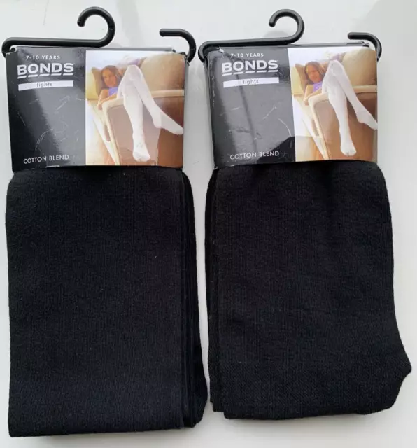 Bonds Opaque Cotton Black Tights. Size 7-10 yrs. x 2 Packets . New