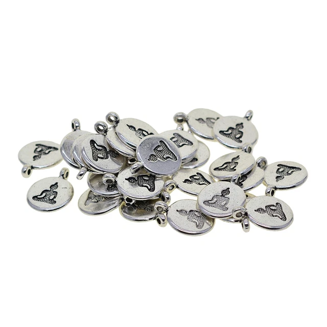 30 Stück Tibetan Silver Yoga Meditation Charm Buddha Anhänger DIY OM Charms