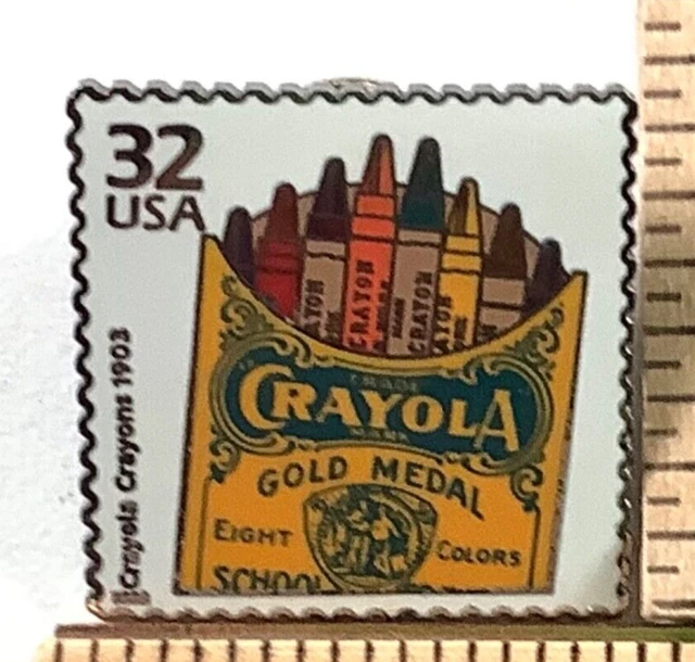USPS CRAYOLA LAPEL Pin 1998 Made In USA 32 Cent Letter Stamp Theme