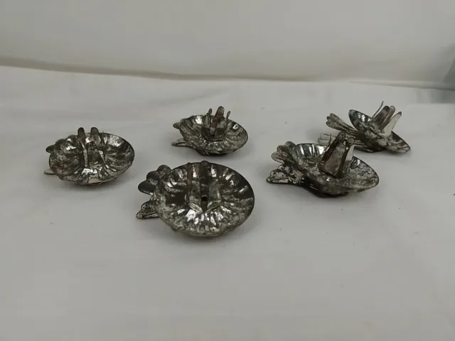 Vintage 5 Christmas Tree Candle Holders Clips Metal Tin Decorations
