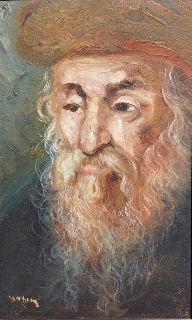 Rabbi mit Pelzmütze, Öl auf Karton, signiert, gerahmt