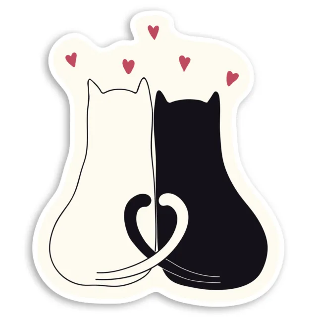 2 x 10cm Cute Cat Couple Vinyl Stickers - Cats Love Kitten Laptop Sticker #31814